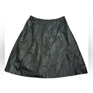 Vintage Deer skin black leather midi skirt size 20